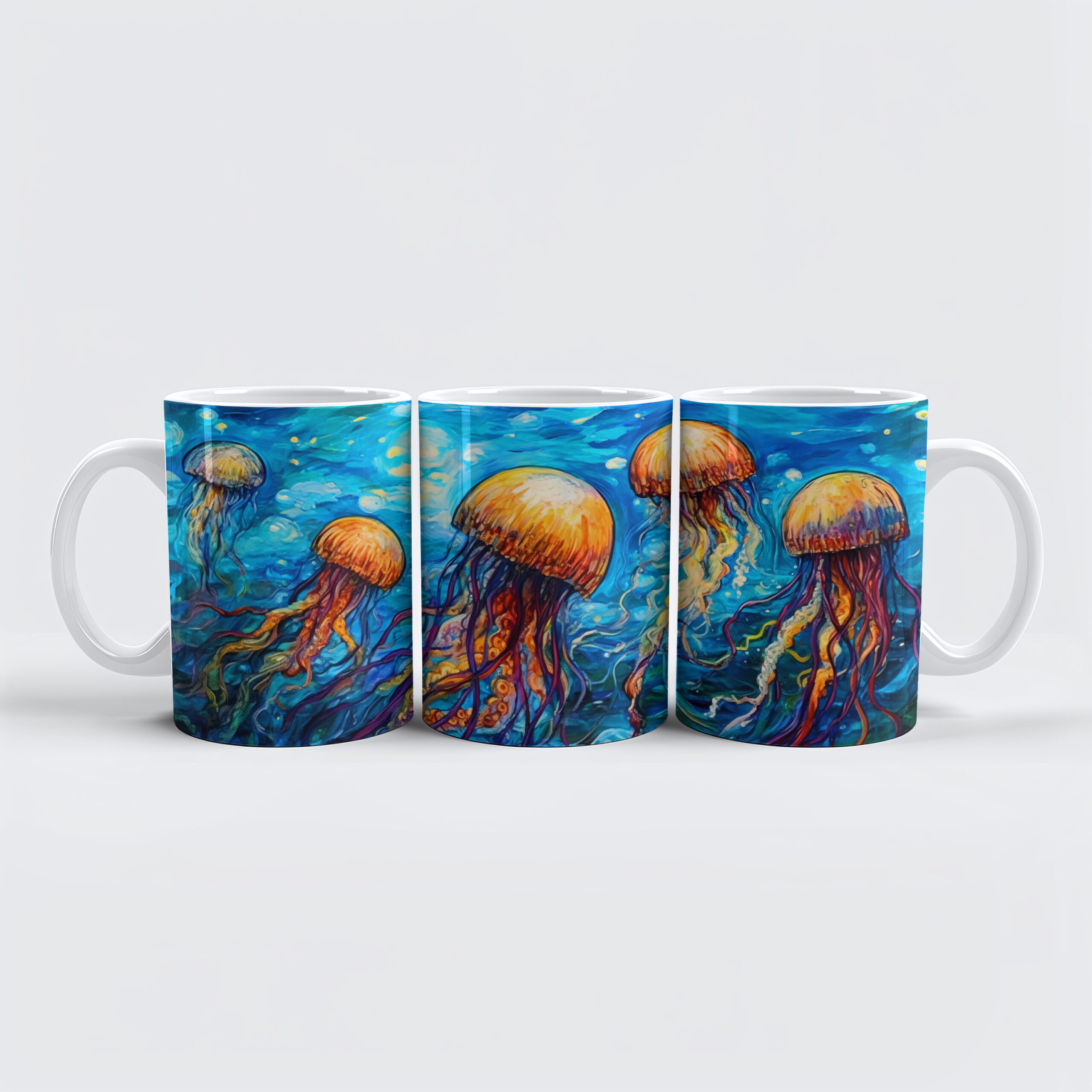 raxxa Premium-Tasse: Jellyfish in Swirling Underwater Oil Painting