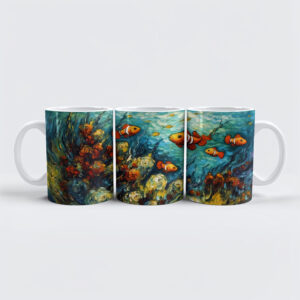 raxxa Premium-Tasse: Clownfish in Swirling Coral Reef Painting