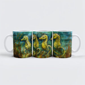 raxxa Premium-Tasse: Seahorses in Expressive Ocean Oil Painting