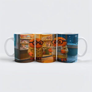 raxxa Premium-Tasse: Spy Crabs Investigating Colorful Japanese Newsstand Scene