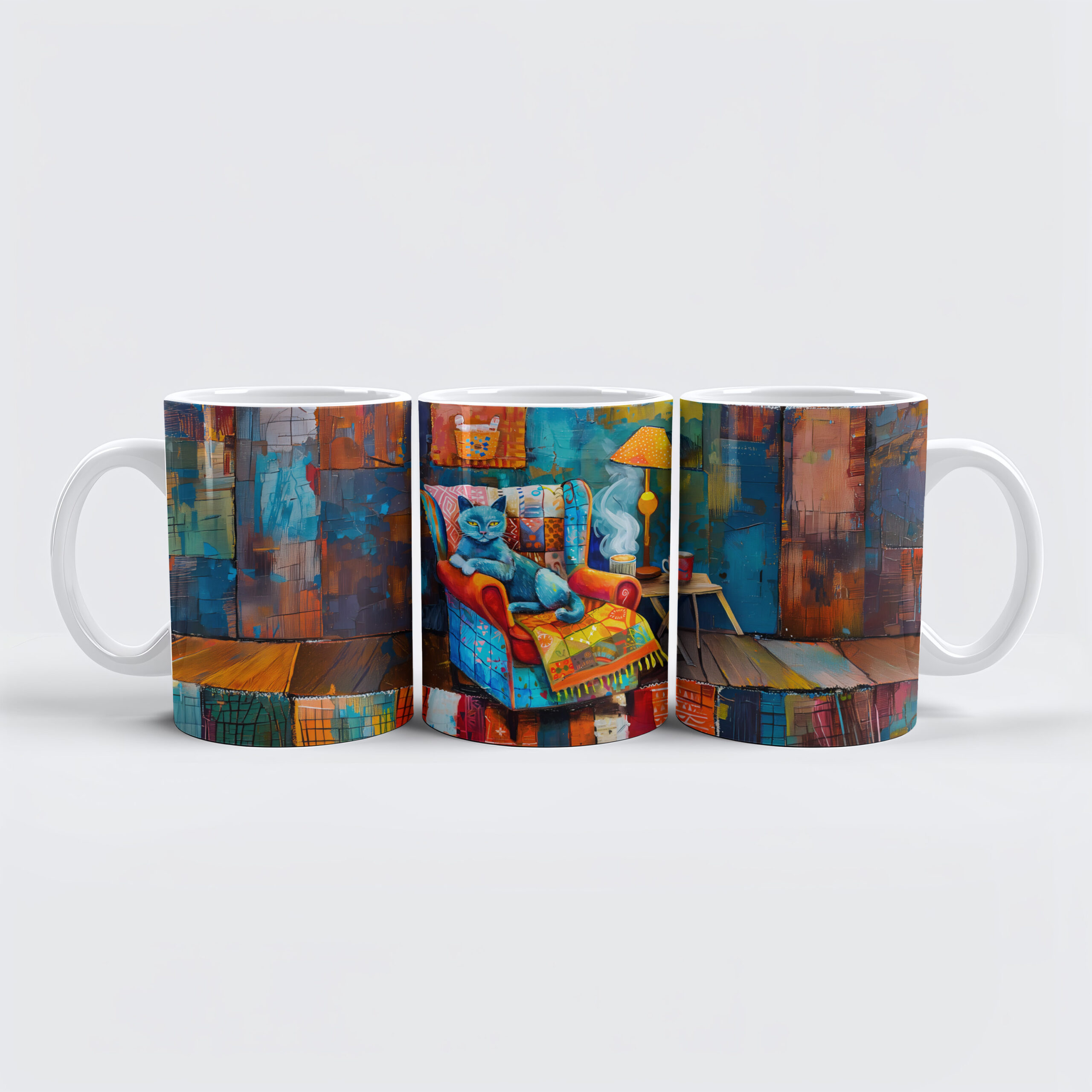 raxxa Premium-Tasse: Cartoon Cozy Cat in Armchair