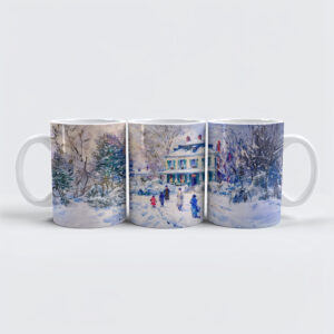 raxxa Premium-Tasse: Impressionist Garden Art Mug Winter Garden House Scene