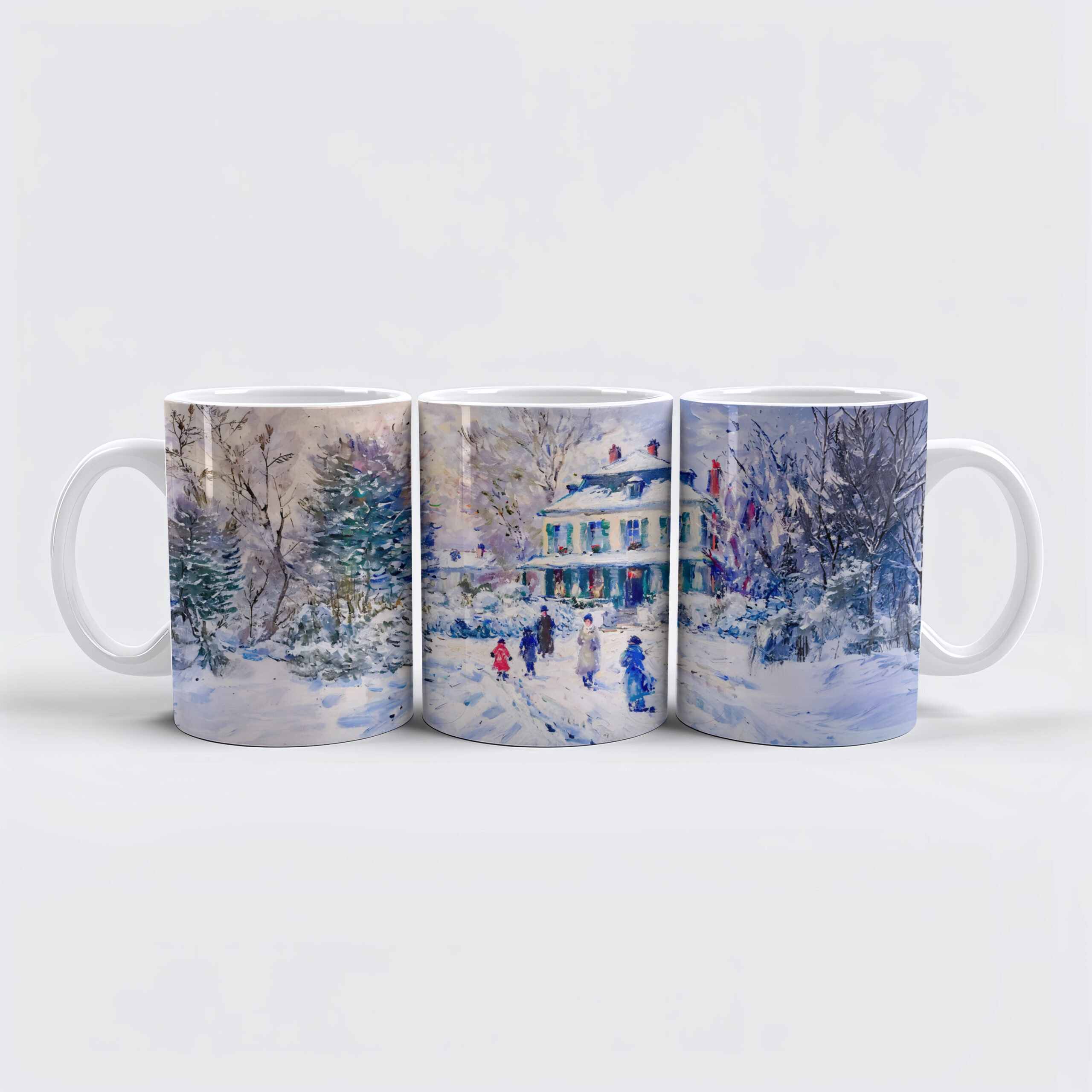 raxxa Premium-Tasse: Impressionist Garden Art Mug Winter Garden House Scene