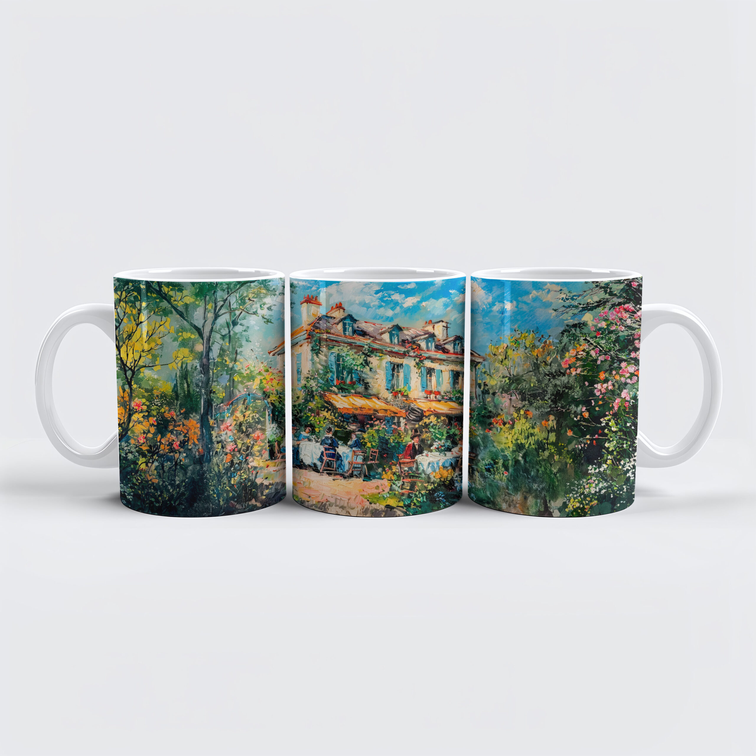 raxxa Premium-Tasse: Impressionist Garden Art Mug Summer House Gathering