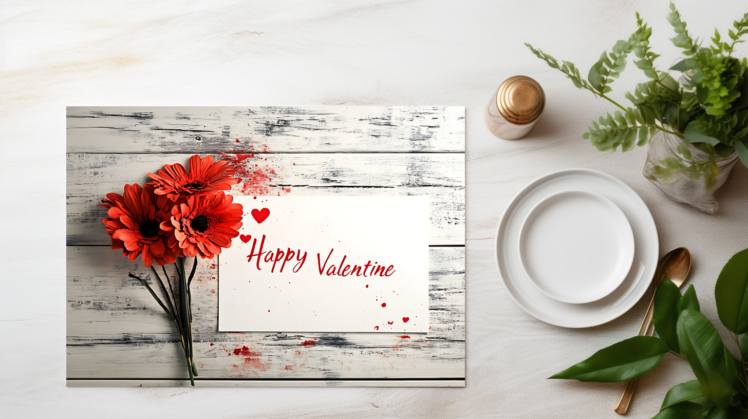 raxxa Premium-Tischset: Valentins Blumen und Grußkarte - Imagen 3