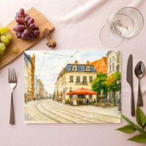 raxxa Premium-Tischset: Brandenburg cityscape aquarell havelland view