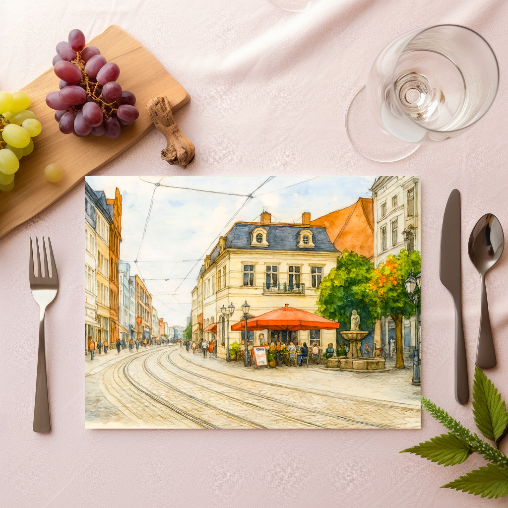 raxxa Premium-Tischset: Brandenburg cityscape aquarell havelland view