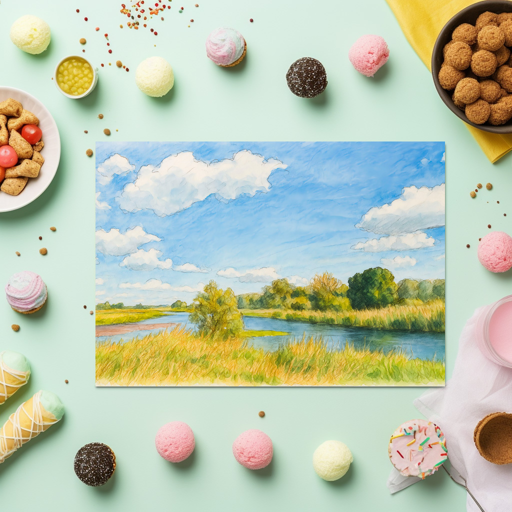 raxxa Premium-Tischset: Gülpe Havel view aquarell havelland style