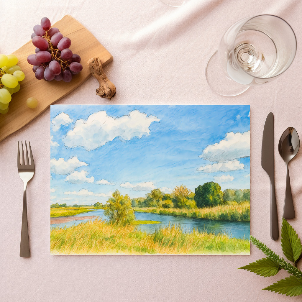 raxxa Premium-Tischset: Gülpe Havel view aquarell havelland style – Image 2