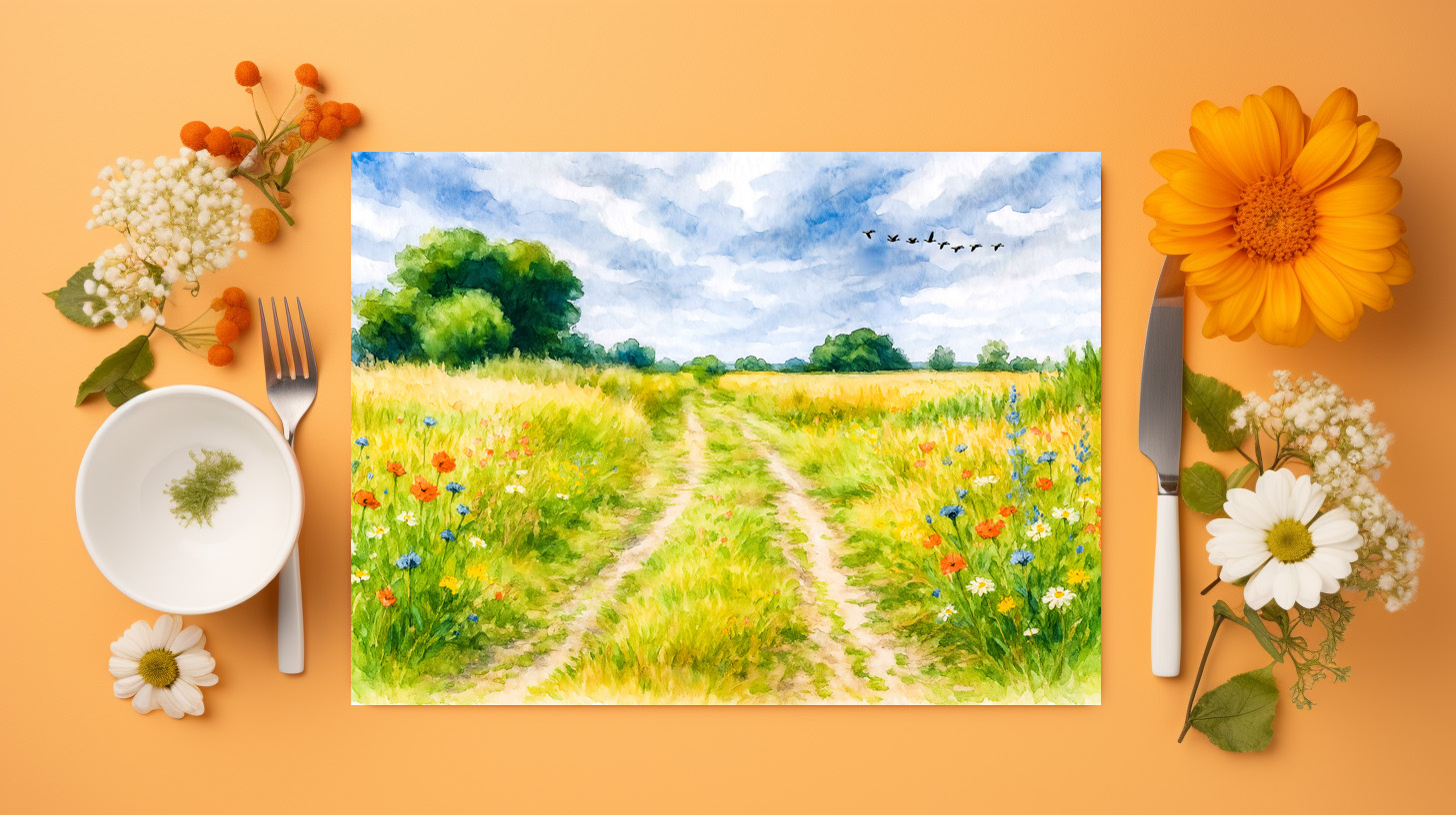 raxxa Premium-Tischset: Meadow path island aquarell havelland – Image 2