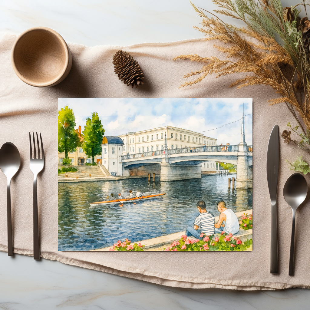 raxxa Premium-Tischset: Jahrtausend bridge aquarell havelland style