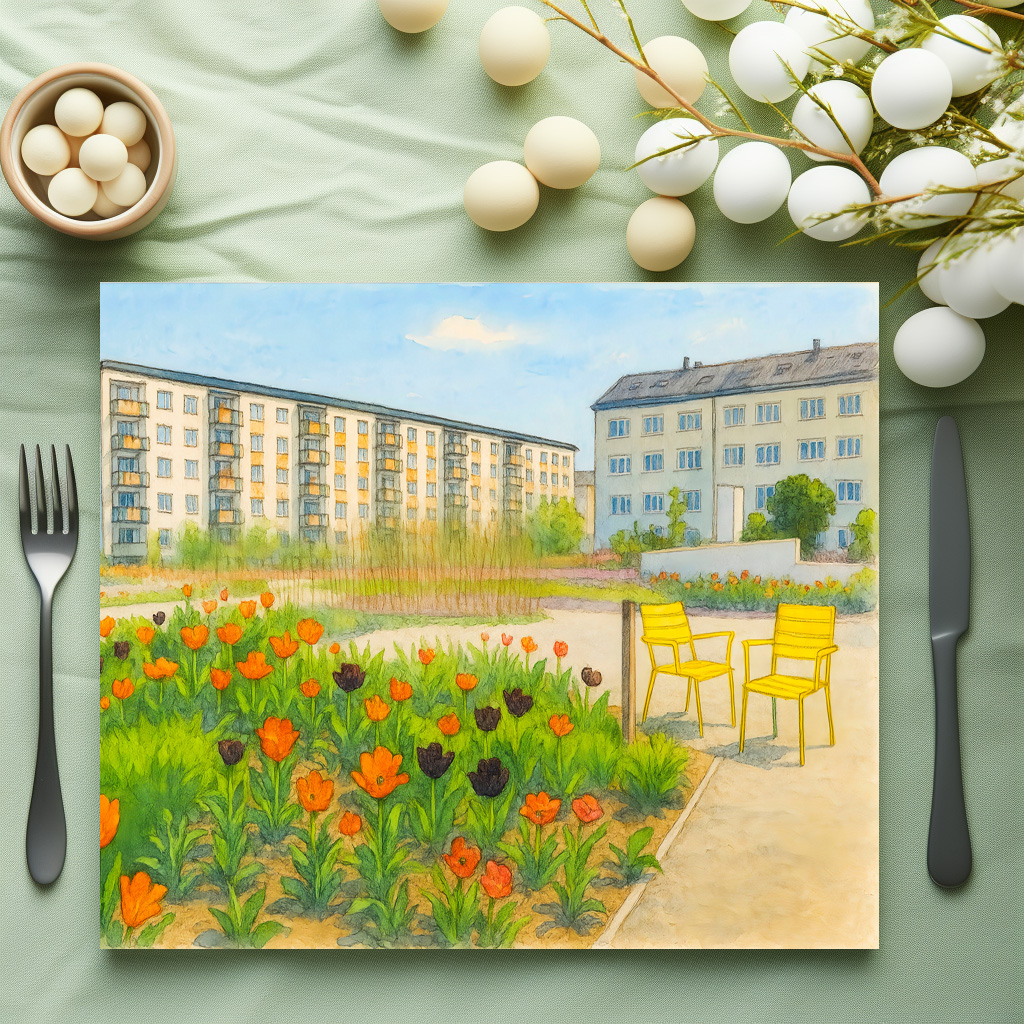 raxxa Premium-Tischset: Premnitz tulips season aquarell havelland – Image 2