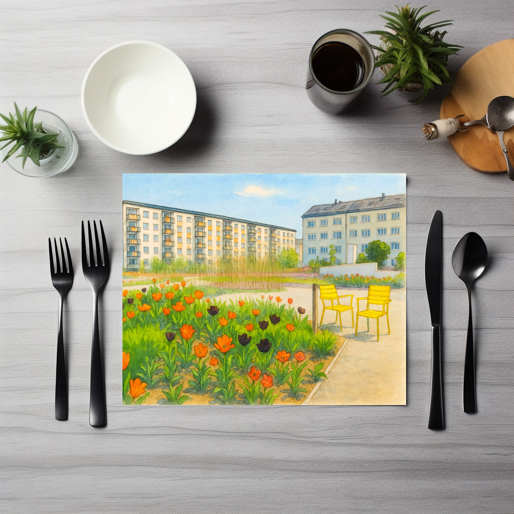 raxxa Premium-Tischset: Premnitz tulips season aquarell havelland – Image 3