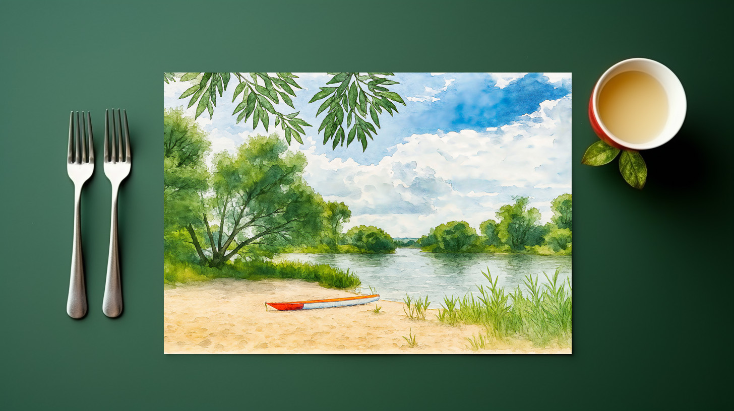 raxxa Premium-Tischset: Boat resting place aquarell havelland – Bild 2