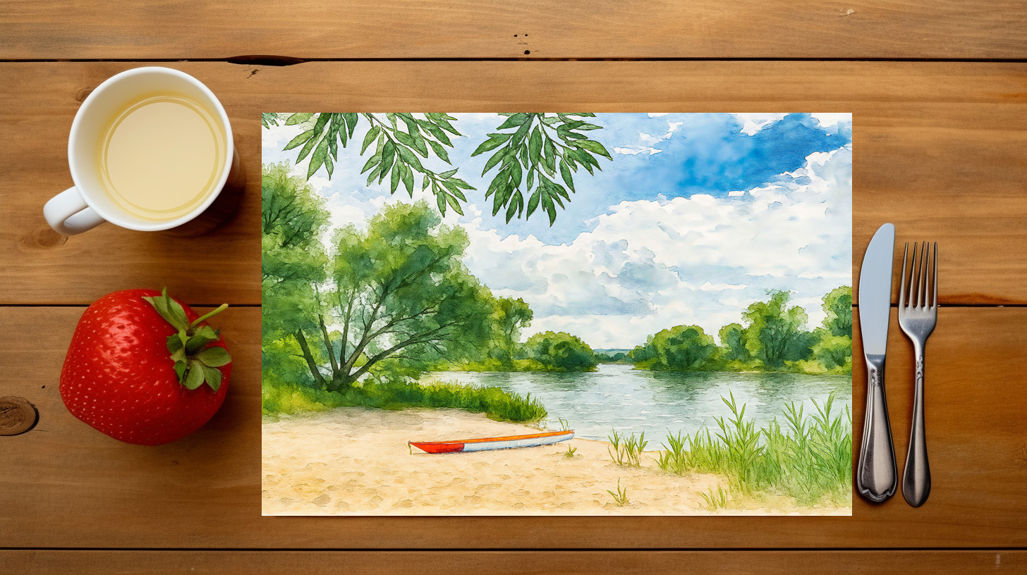 raxxa Premium-Tischset: Boat resting place aquarell havelland – Bild 3