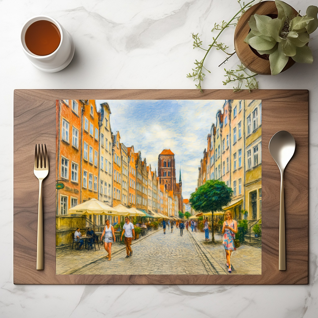 raxxa Premium-Tischset: Pastel drawing of Danzig Mariacka Street in summer light - immagine 2