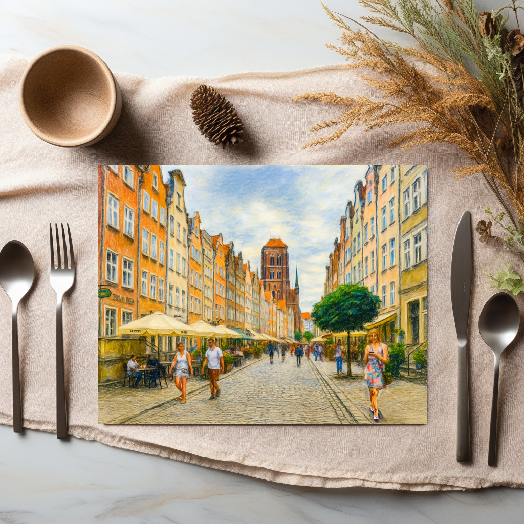 raxxa Premium-Tischset: Pastel drawing of Danzig Mariacka Street in summer light - immagine 3