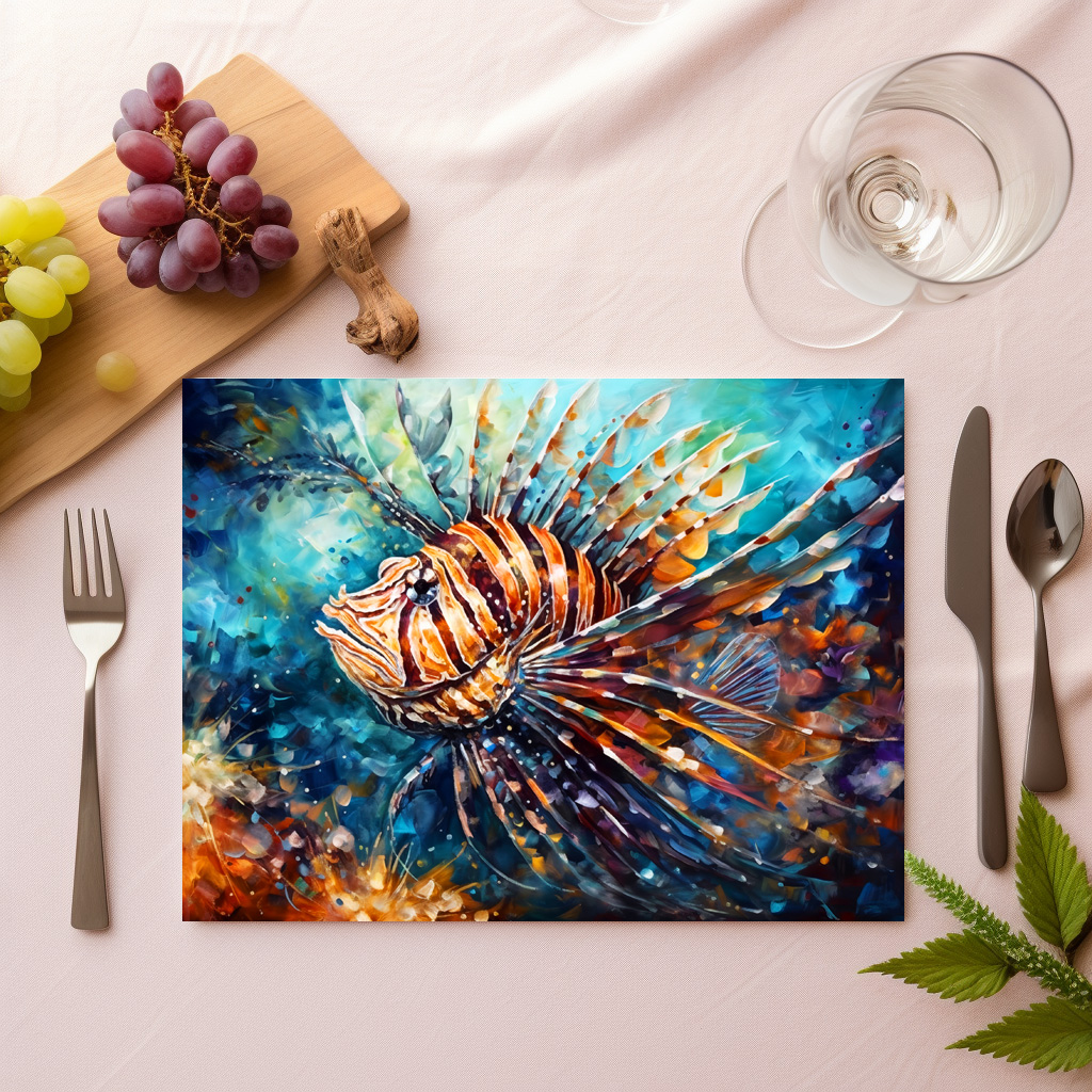raxxa Premium-Tischset: Lionfish in Expressive Ocean Oil Painting - immagine 2
