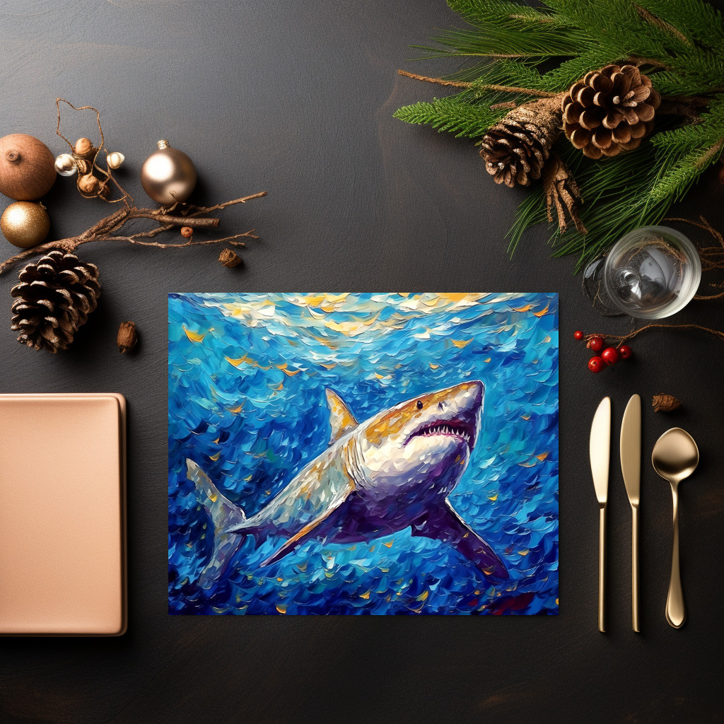 raxxa Premium-Tischset: Shark in Expressive Underwater Oil Painting - Imagen 2
