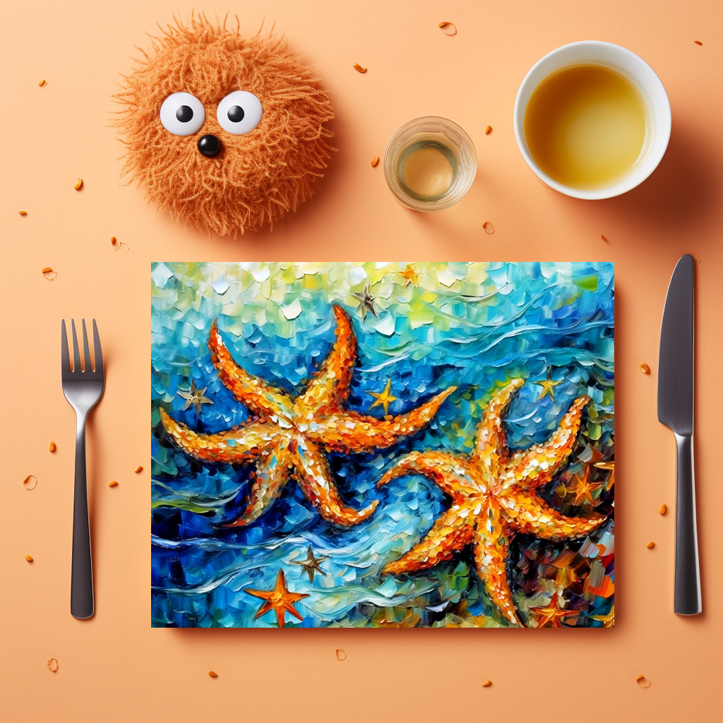 raxxa Premium-Tischset: Starfish in Swirling Underwater Oil Painting – Bild 3