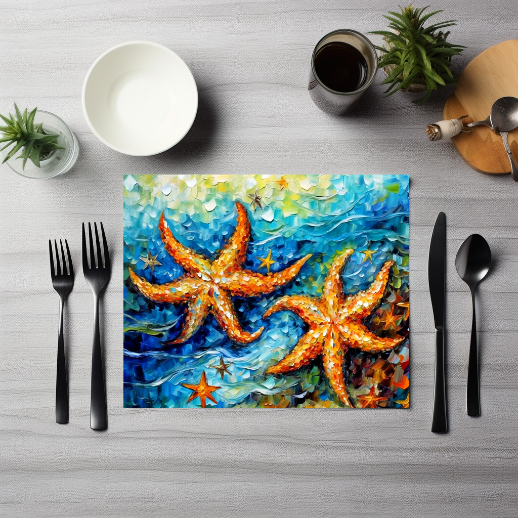raxxa Premium-Tischset: Starfish in Swirling Underwater Oil Painting