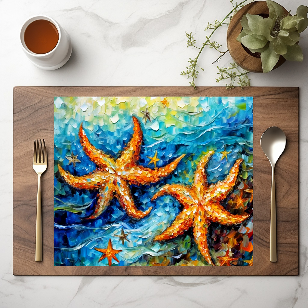 raxxa Premium-Tischset: Starfish in Swirling Underwater Oil Painting – Bild 2
