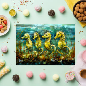 raxxa Premium-Tischset: Seahorses in Expressive Ocean Oil Painting