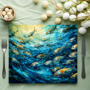 raxxa Premium-Tischset: School of Fish in Expressive Ocean Painting