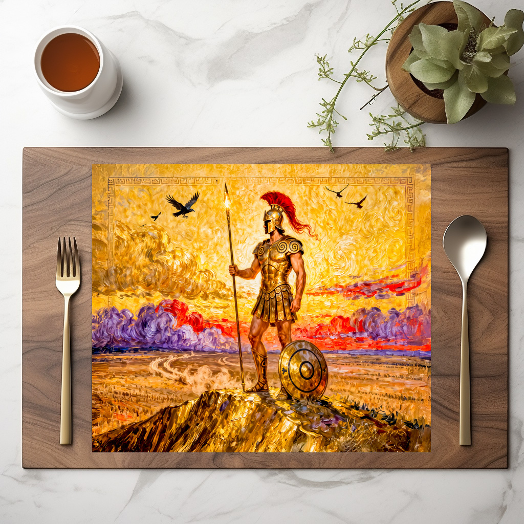 raxxa Premium-Tischset: Ares in Armor Standing on Mountain with Spear – Image 2