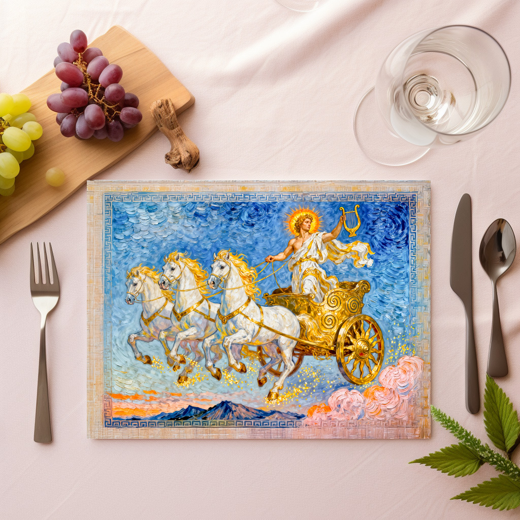 raxxa Premium-Tischset: Apollo in Sun Chariot Holding a Golden Harp