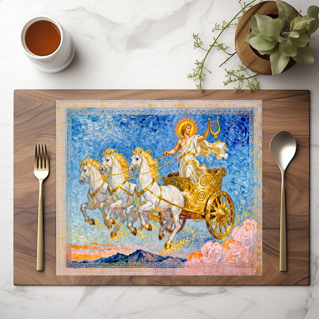 raxxa Premium-Tischset: Apollo in Sun Chariot Holding a Golden Harp – Bild 2