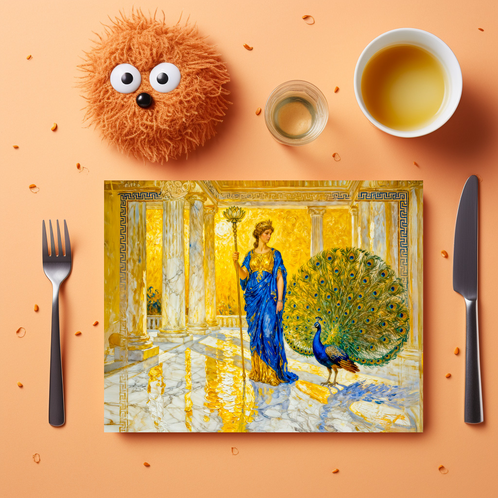 raxxa Premium-Tischset: Hera with Peacock and Scepter in Grand Temple Hall – Bild 3