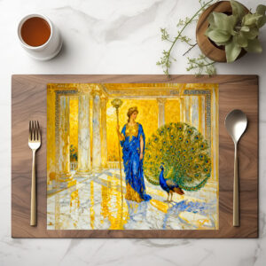 raxxa Premium-Tischset: Hera with Peacock and Scepter in Grand Temple Hall