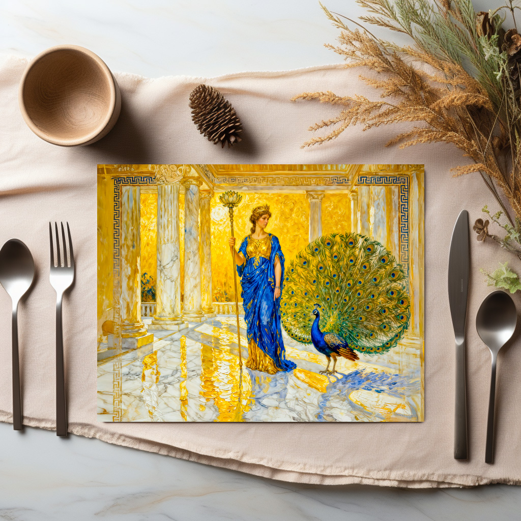 raxxa Premium-Tischset: Hera with Peacock and Scepter in Grand Temple Hall – Bild 2