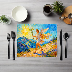 raxxa Premium-Tischset: Hermes with Winged Staff and Sandals Walking a Sacred Path