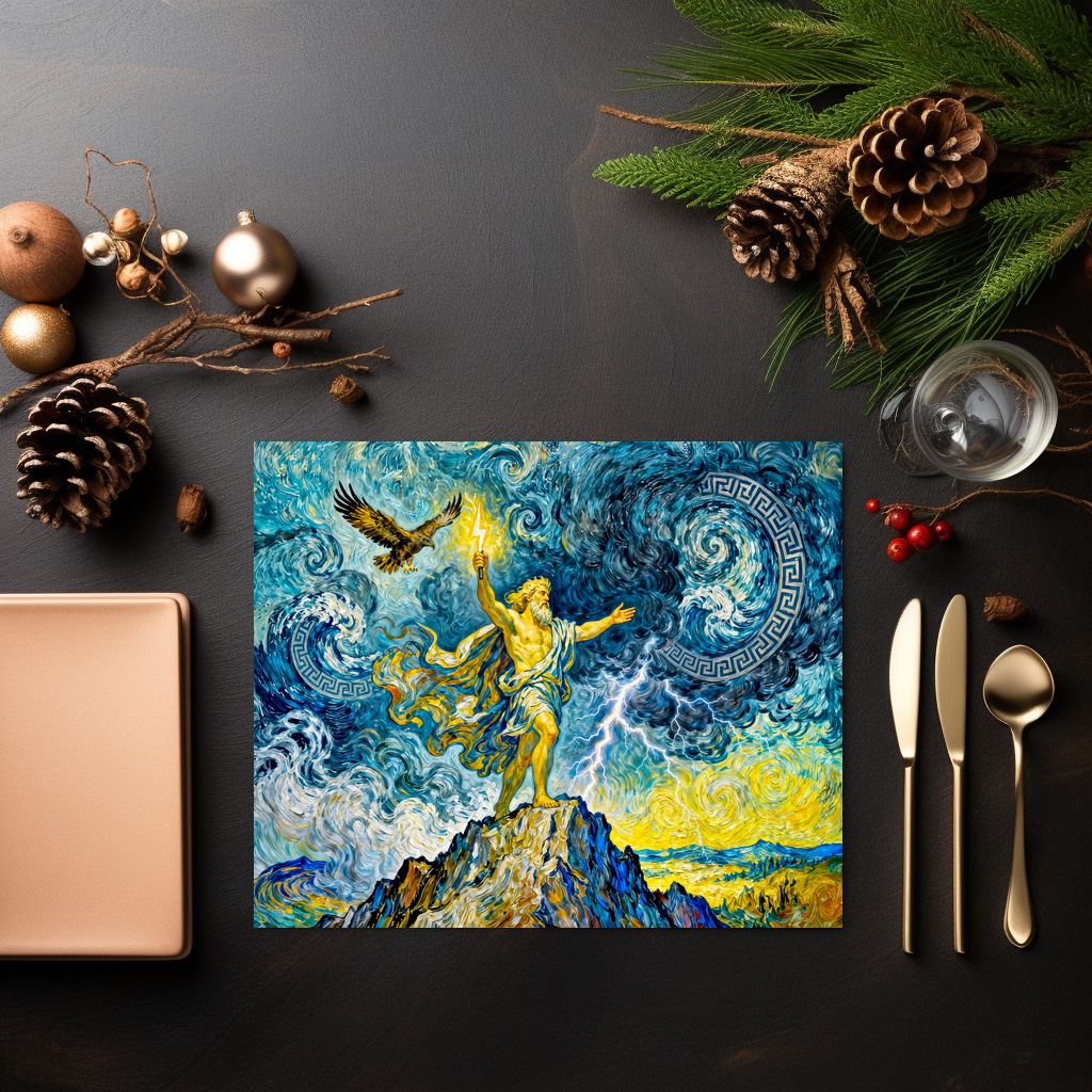 raxxa Premium-Tischset: Zeus on Stormy Rocks with Lightning Bolt and Eagle Above - immagine 3