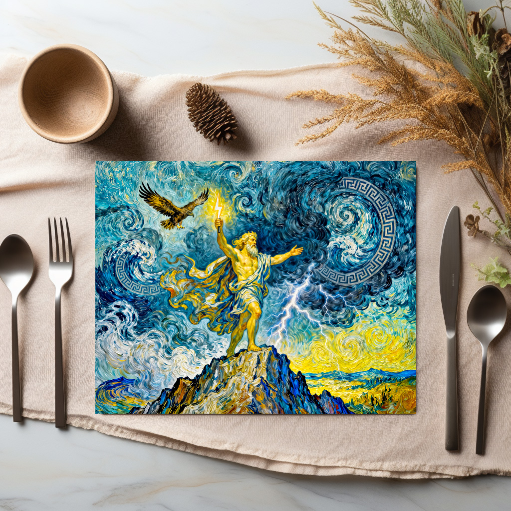 raxxa Premium-Tischset: Zeus on Stormy Rocks with Lightning Bolt and Eagle Above - immagine 2