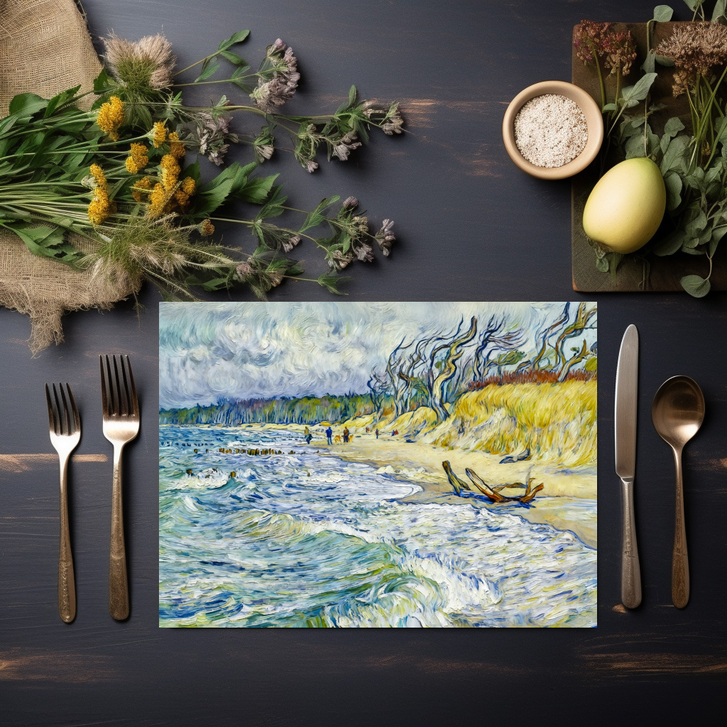 raxxa Premium-Tischset: Impressionist Stormy Baltic Sea at the Weststrand on the Darss Coast