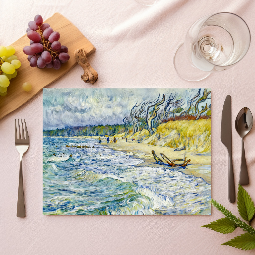 raxxa Premium-Tischset: Impressionist Stormy Baltic Sea at the Weststrand on the Darss Coast – Bild 2