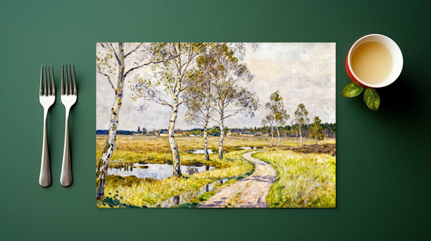 raxxa Premium-Tischset: Impressionist Landscape of Worpswede in the Teufelsmoor Region – Image 3
