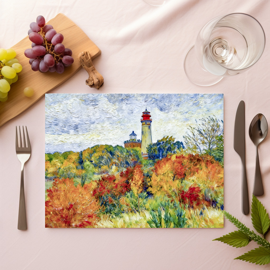 raxxa Premium-Tischset: Impressionist Autumn Scene at Kap Arkona Lighthouse on Ruegen Island – Bild 2