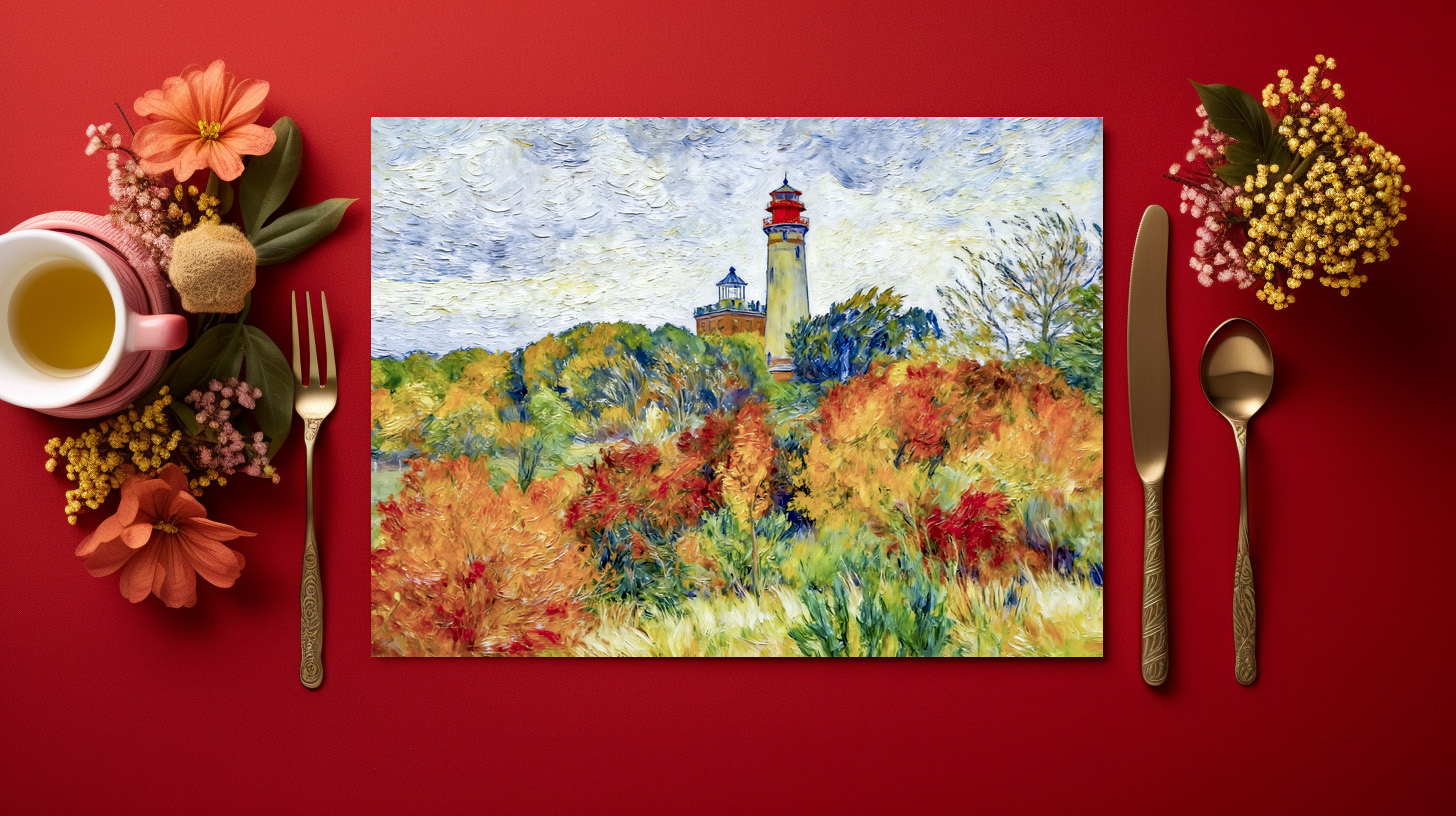 raxxa Premium-Tischset: Impressionist Autumn Scene at Kap Arkona Lighthouse on Ruegen Island – Bild 3