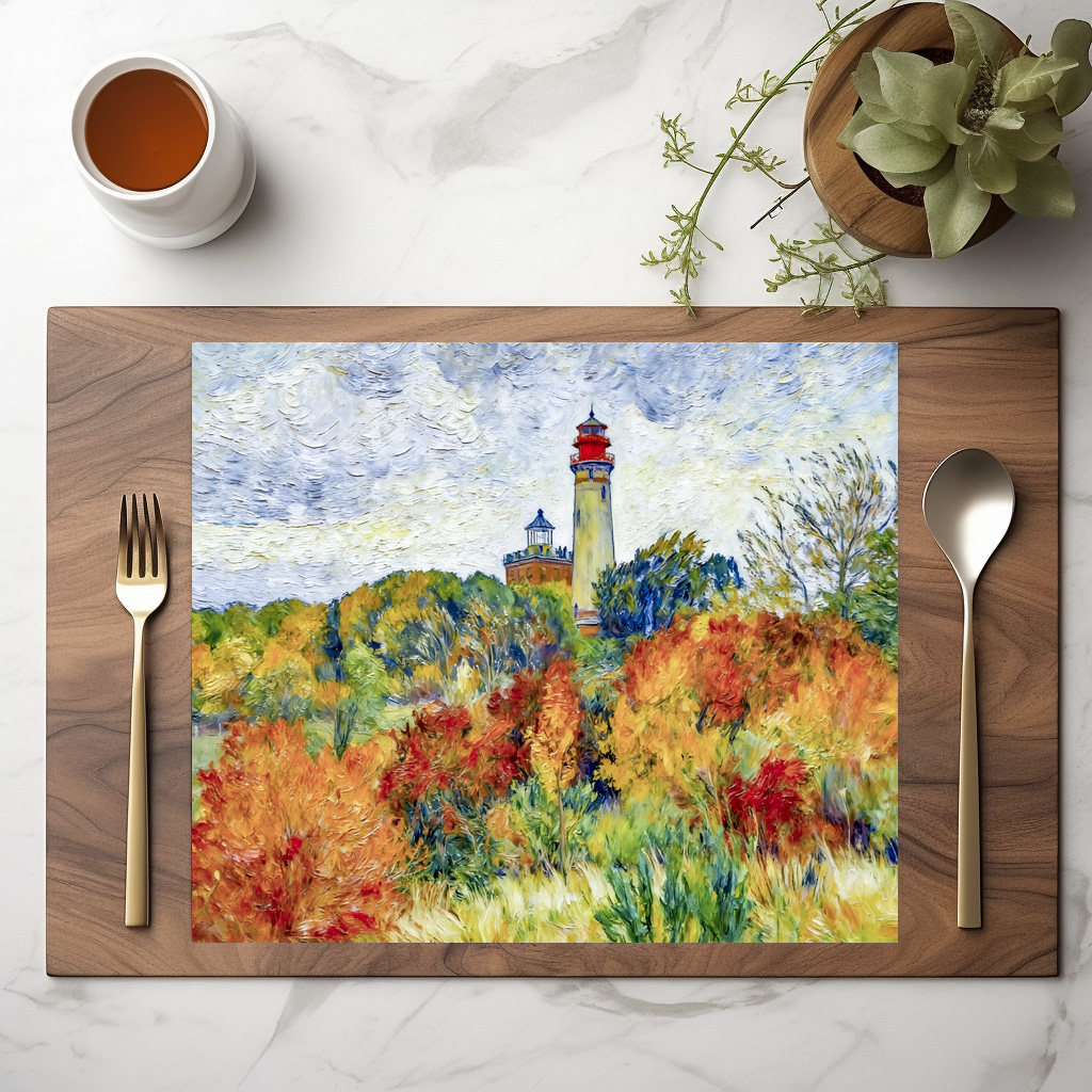 raxxa Premium-Tischset: Impressionist Autumn Scene at Kap Arkona Lighthouse on Ruegen Island