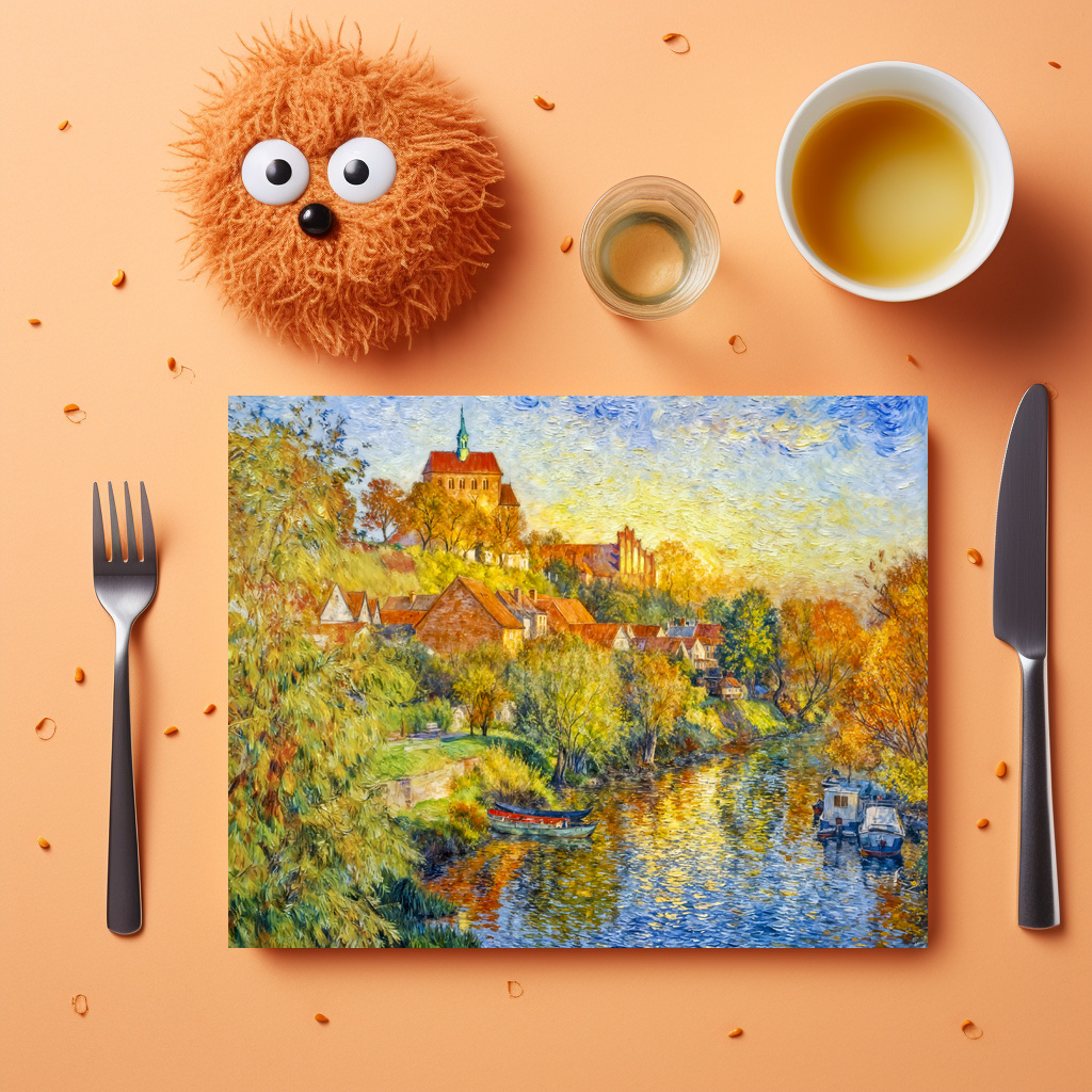 raxxa Premium-Tischset: Impressionist Autumn View of Havelberg Cathedral with Riverside Town - immagine 3