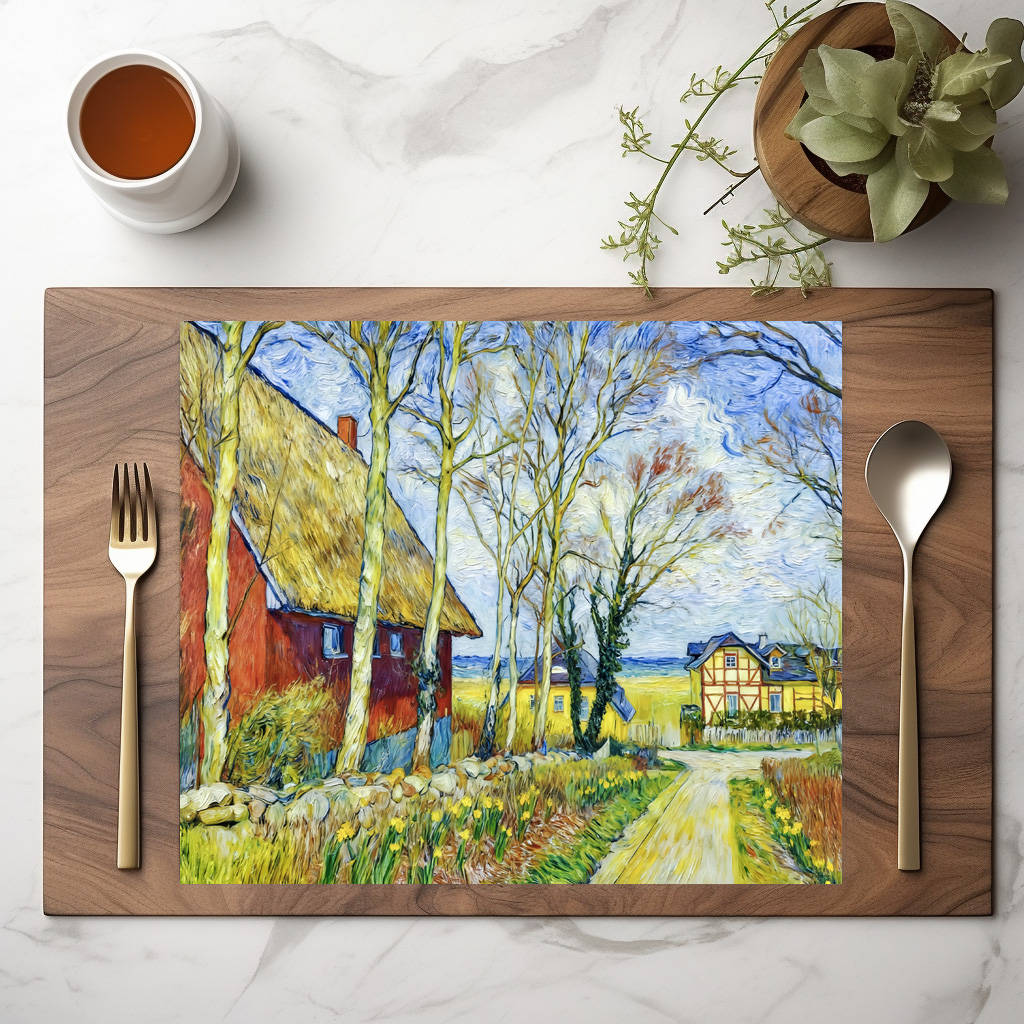 raxxa Premium-Tischset: Impressionist Village Scene in Ahrenshoop on the Darss Coast - Imagen 2