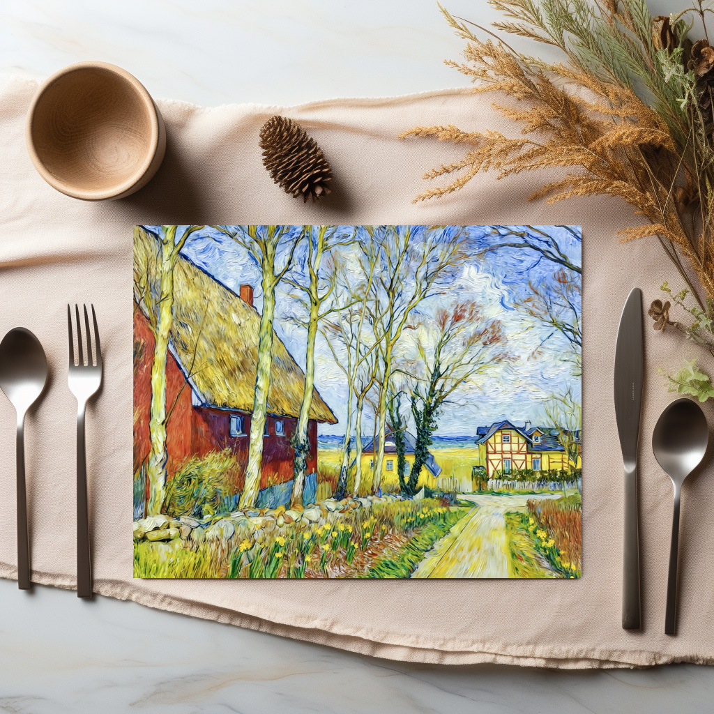 raxxa Premium-Tischset: Impressionist Village Scene in Ahrenshoop on the Darss Coast - Imagen 3