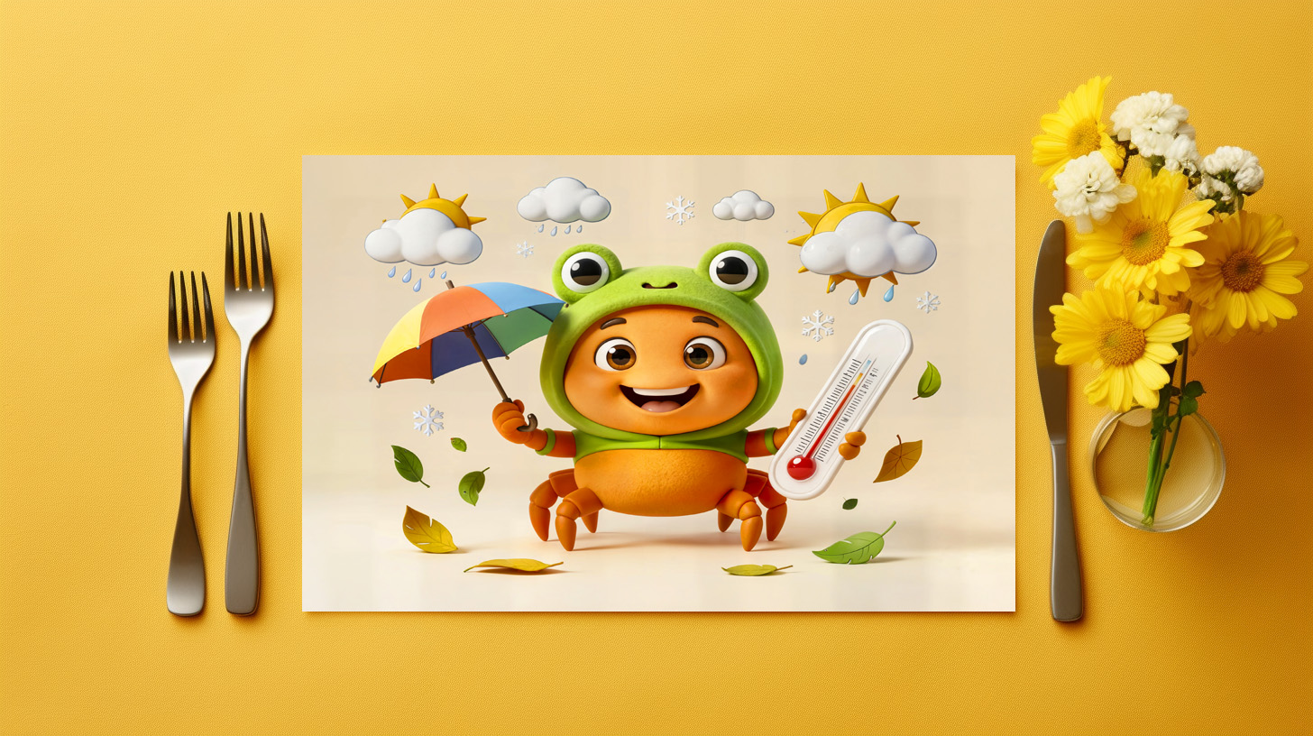 raxxa Premium-Tischset: Weather Crab Measuring Climate With Rainbow Umbrella - Image 2