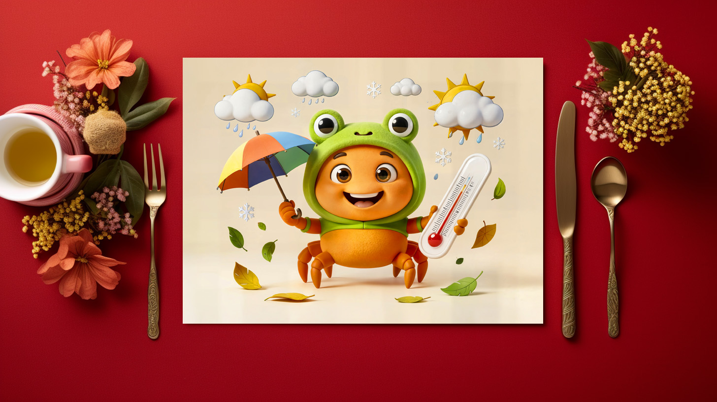 raxxa Premium-Tischset: Weather Crab Measuring Climate With Rainbow Umbrella - Image 3