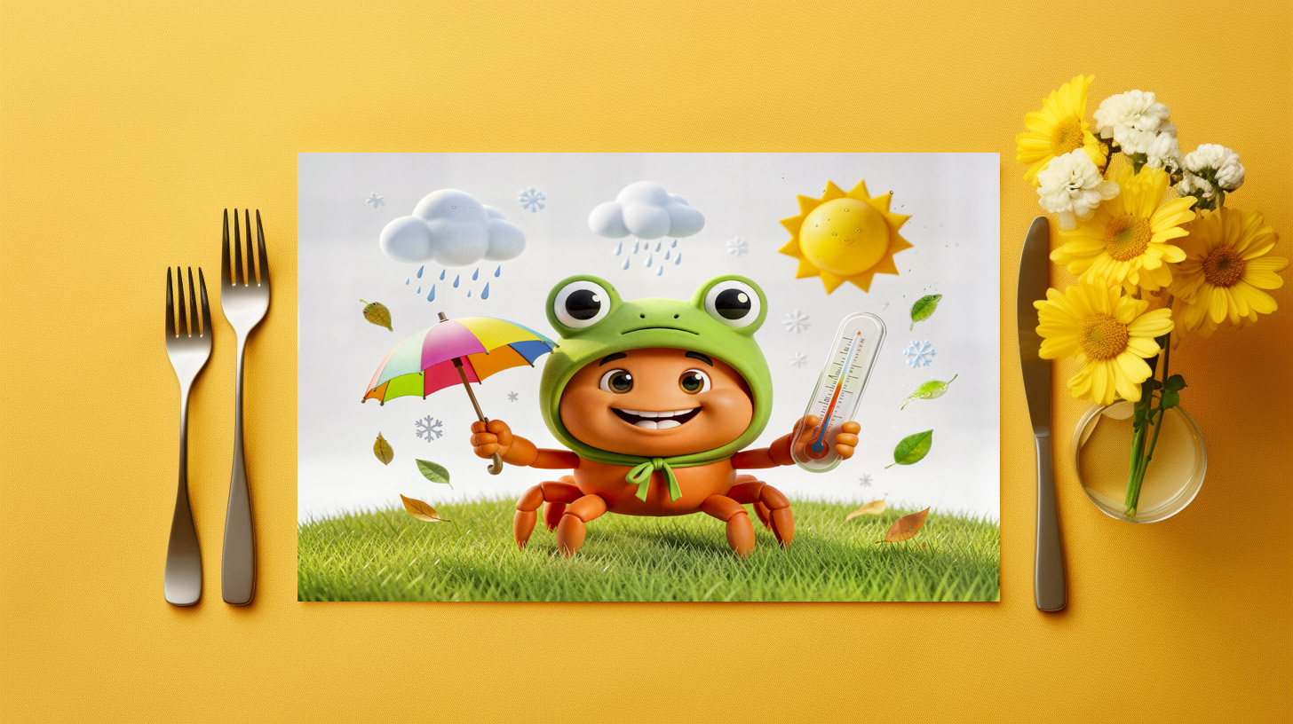 raxxa Premium-Tischset: Weather Crab Measuring Climate With Rainbow Umbrella - immagine 2