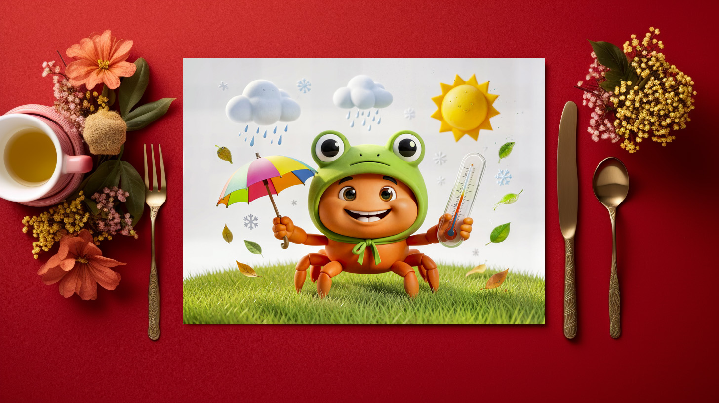 raxxa Premium-Tischset: Weather Crab Measuring Climate With Rainbow Umbrella - immagine 3
